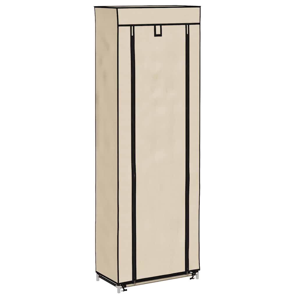 Armoire à chaussures Vidaxl avec couvercle 57x29x162 cm Crème en tissu