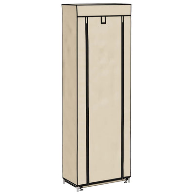 Armoire à chaussures Vidaxl avec couvercle 57x29x162 cm Crème en tissu