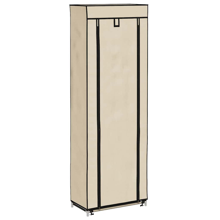 Armoire à chaussures Vidaxl avec couvercle 57x29x162 cm Crème en tissu