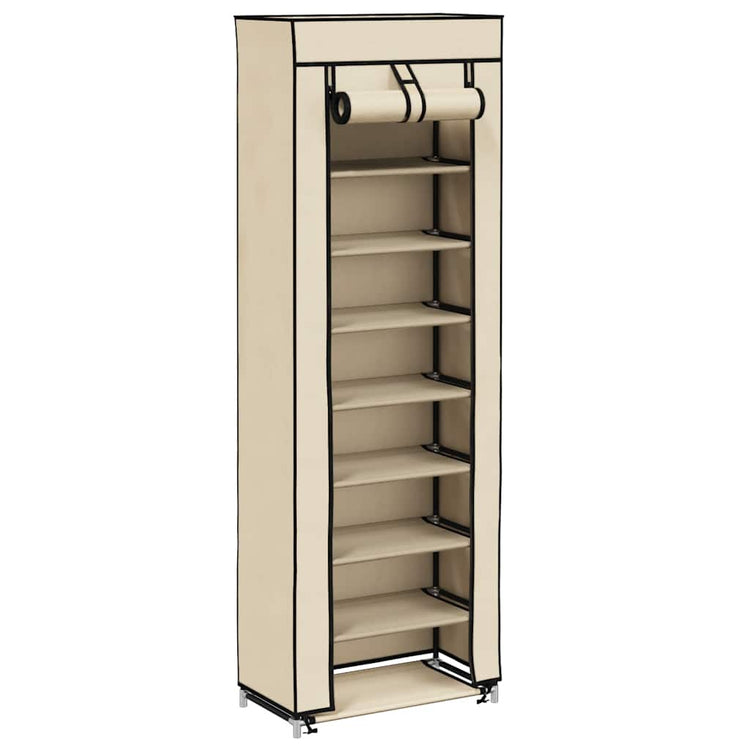 Armoire à chaussures Vidaxl avec couvercle 57x29x162 cm Crème en tissu