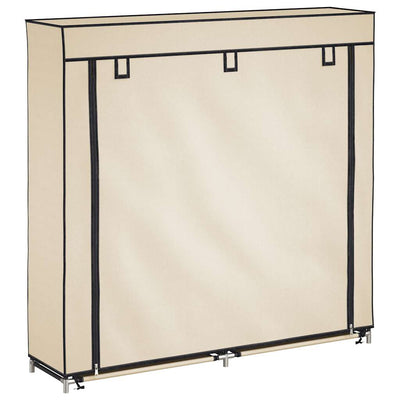 Armoire à chaussures Vidaxl avec couvercle 115x28x110 cm Crème en tissu