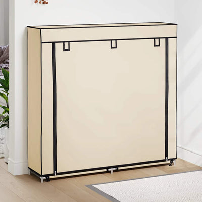 Armoire à chaussures Vidaxl avec couvercle 115x28x110 cm Crème en tissu