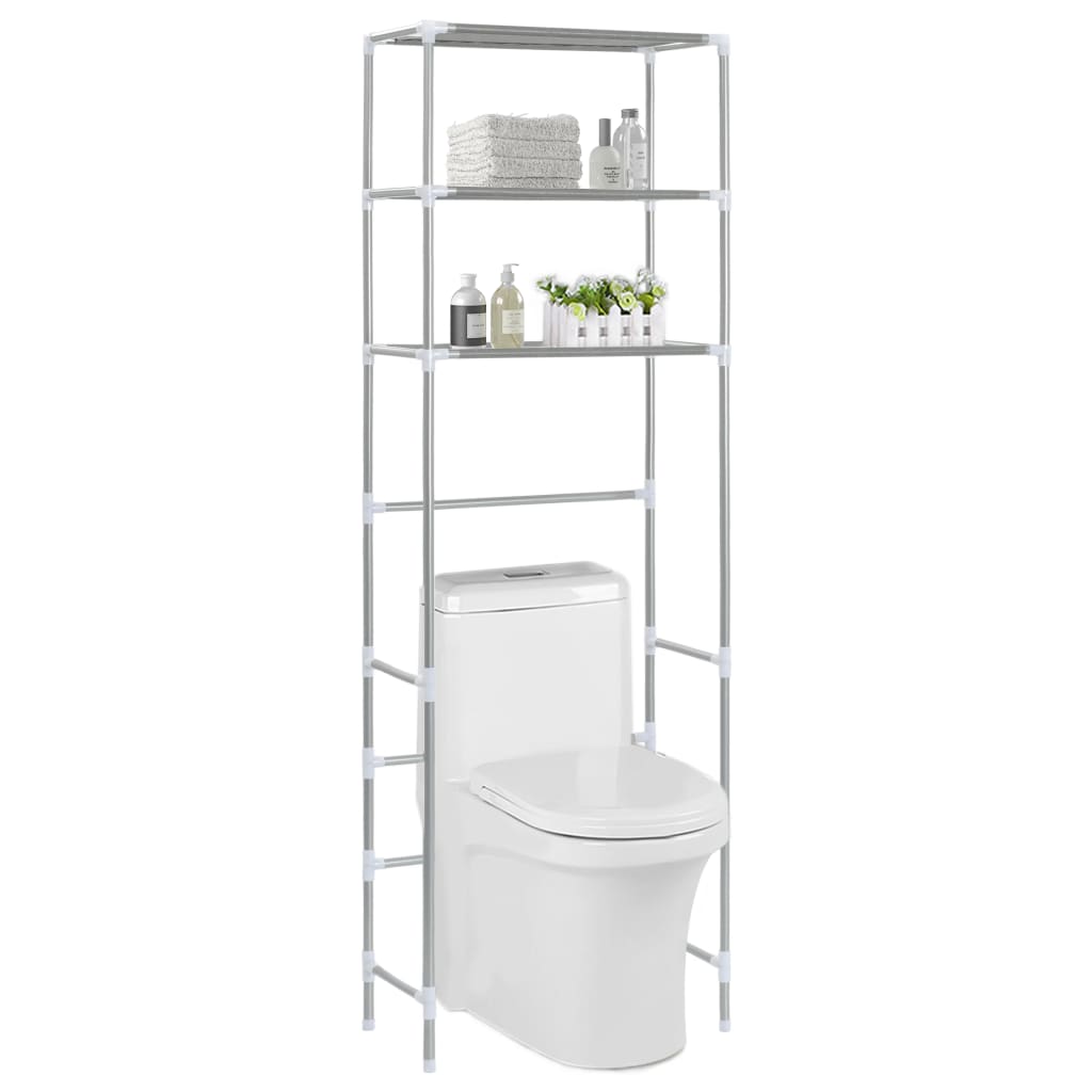 Rack de rangement Vidaxl pour à l'étage à 3 couches 53x28x169 cm de couleur argentée