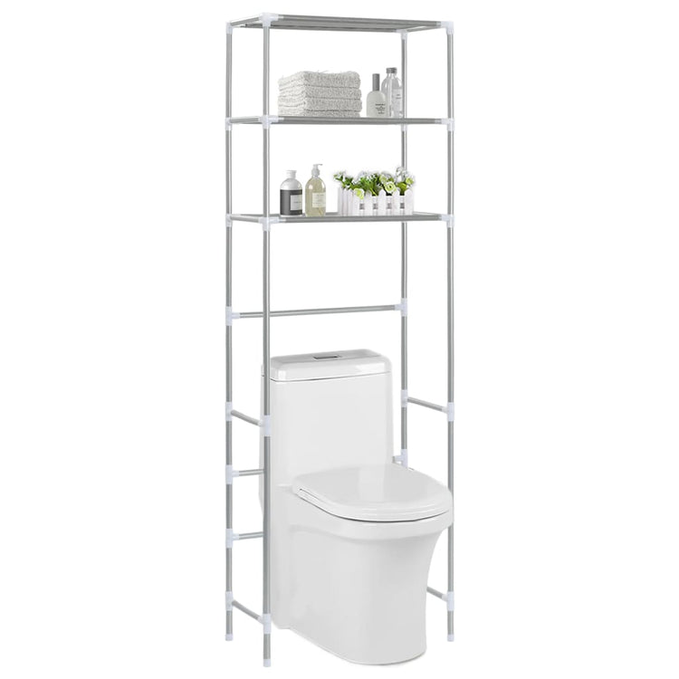 Rack de rangement Vidaxl pour à l'étage à 3 couches 53x28x169 cm de couleur argentée