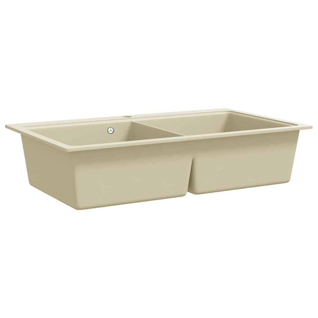 Vidaxl puits doubles bacs beige granit