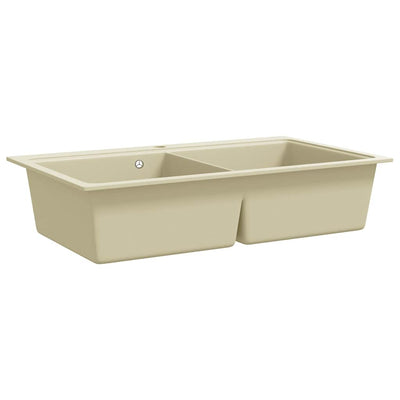 Vidaxl puits doubles bacs beige granit