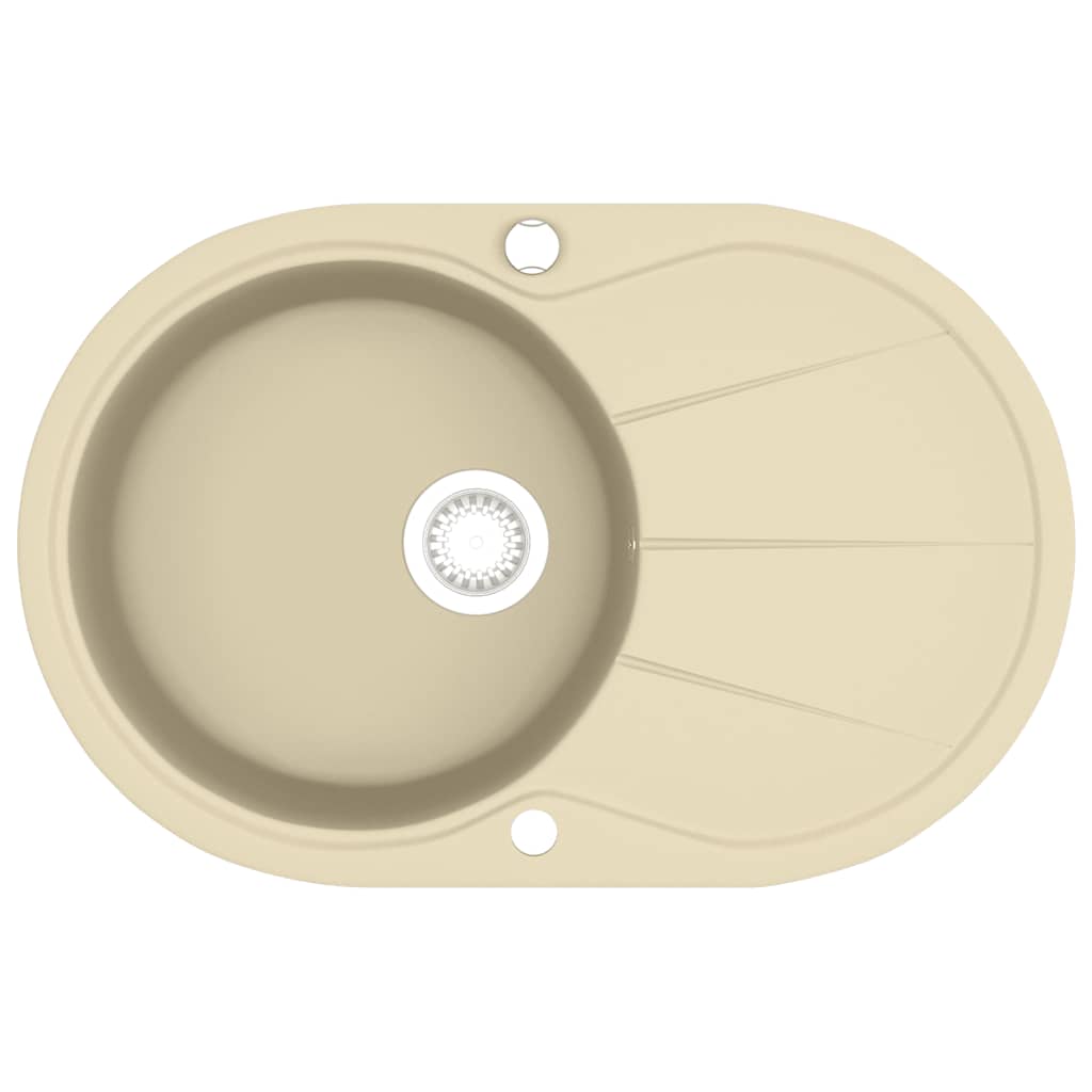 Vidaxl pair simple bol de beige de granit ovale
