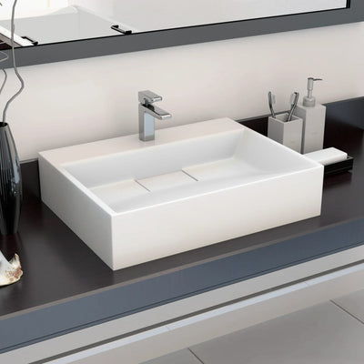 Vidaxl Washbasin 50x38x13 cm en marbre minéral moulé moulé blanc