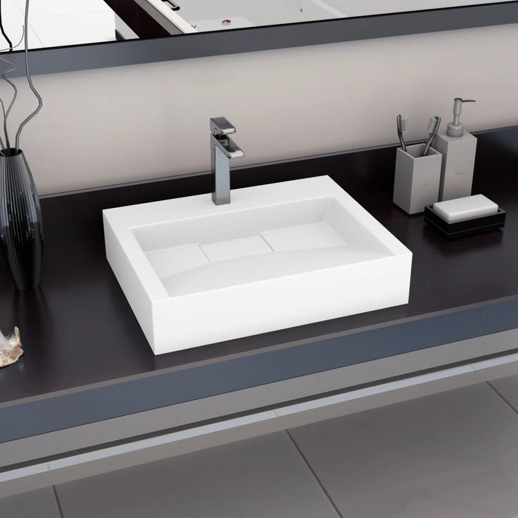 Vidaxl Washbasin 60x38x11 cm en marbre minéral moulé moulé blanc