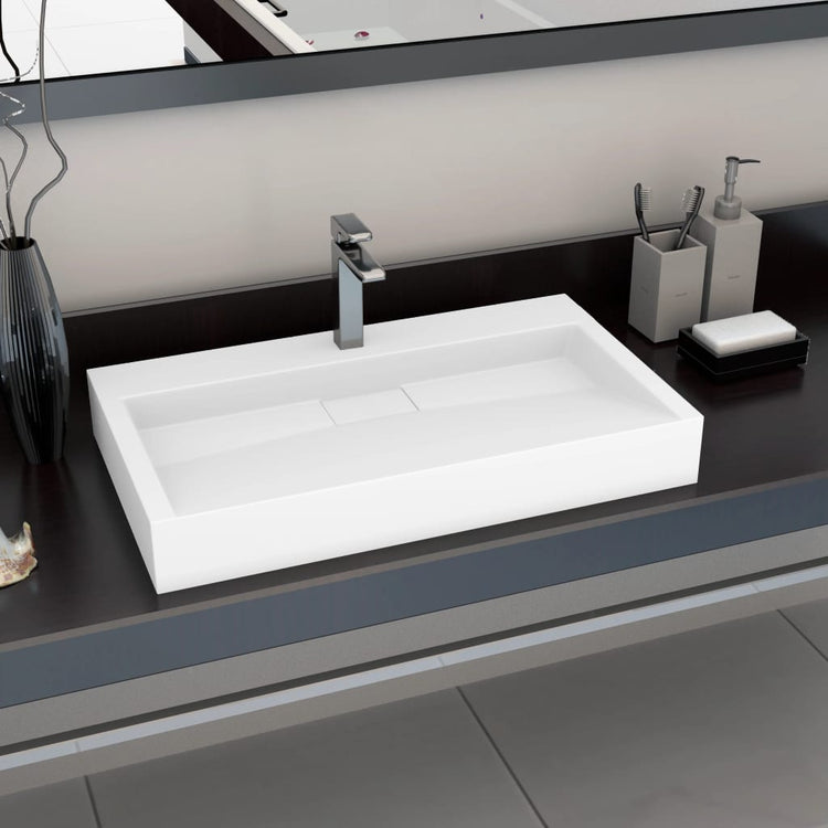 Vidaxl Washbasin 80x46x11 cm en marbre minéral moulé moulé blanc