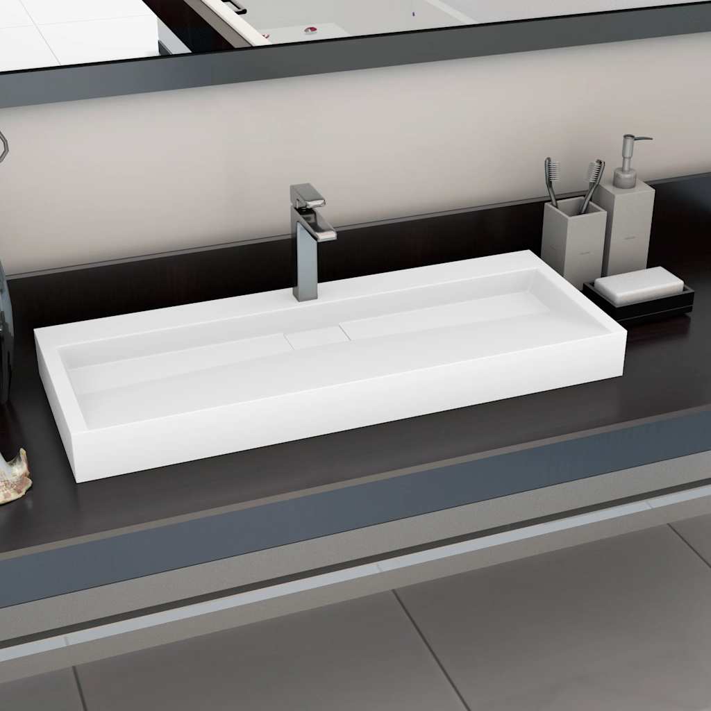 Vidaxl Washbasin 120x46x11 cm en marbre minéral moulé moulé blanc
