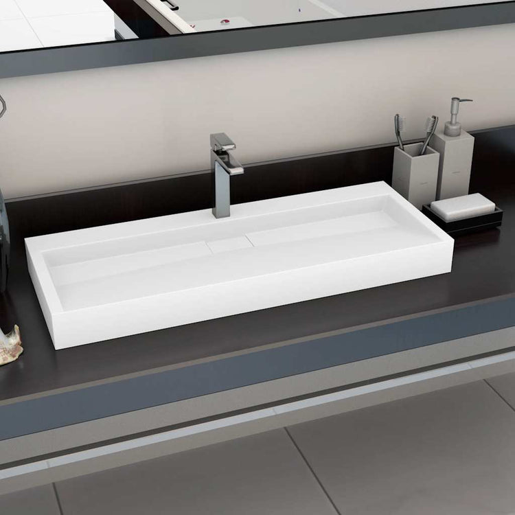 Vidaxl Washbasin 120x46x11 cm en marbre minéral moulé moulé blanc