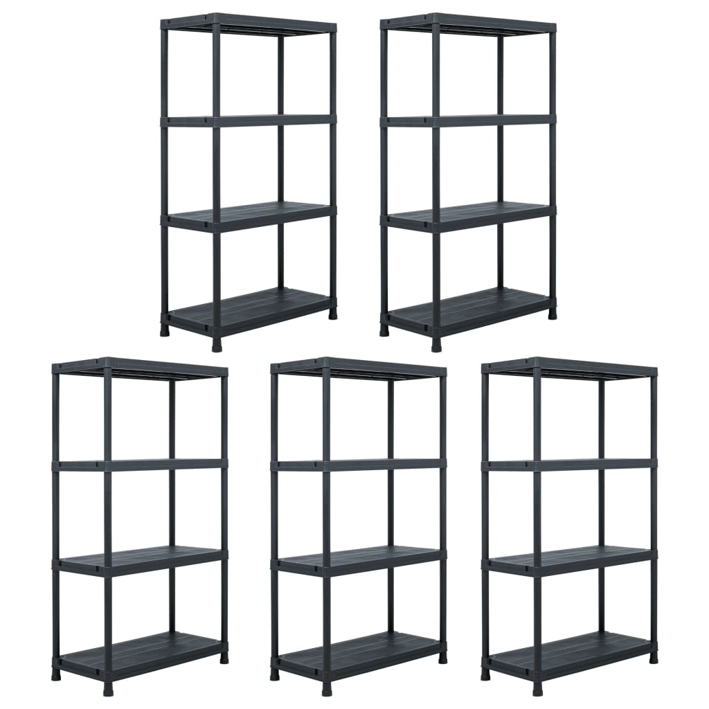 Vidaxx étagères de rangement 5 pcs 60x30x138 cm plastique noir