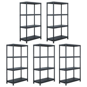 Vidaxx étagères de rangement 5 pcs 60x30x138 cm plastique noir - afbeelding 1