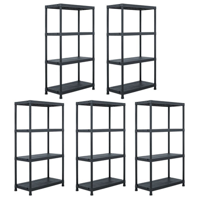 Vidaxx étagères de rangement 5 pcs 60x30x138 cm plastique noir