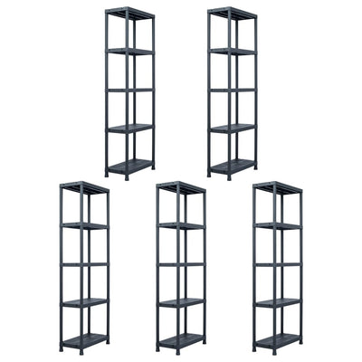 Racks de stockage Vidaxl 5 PCS 125 kg 60x30x180 cm Plastique noir
