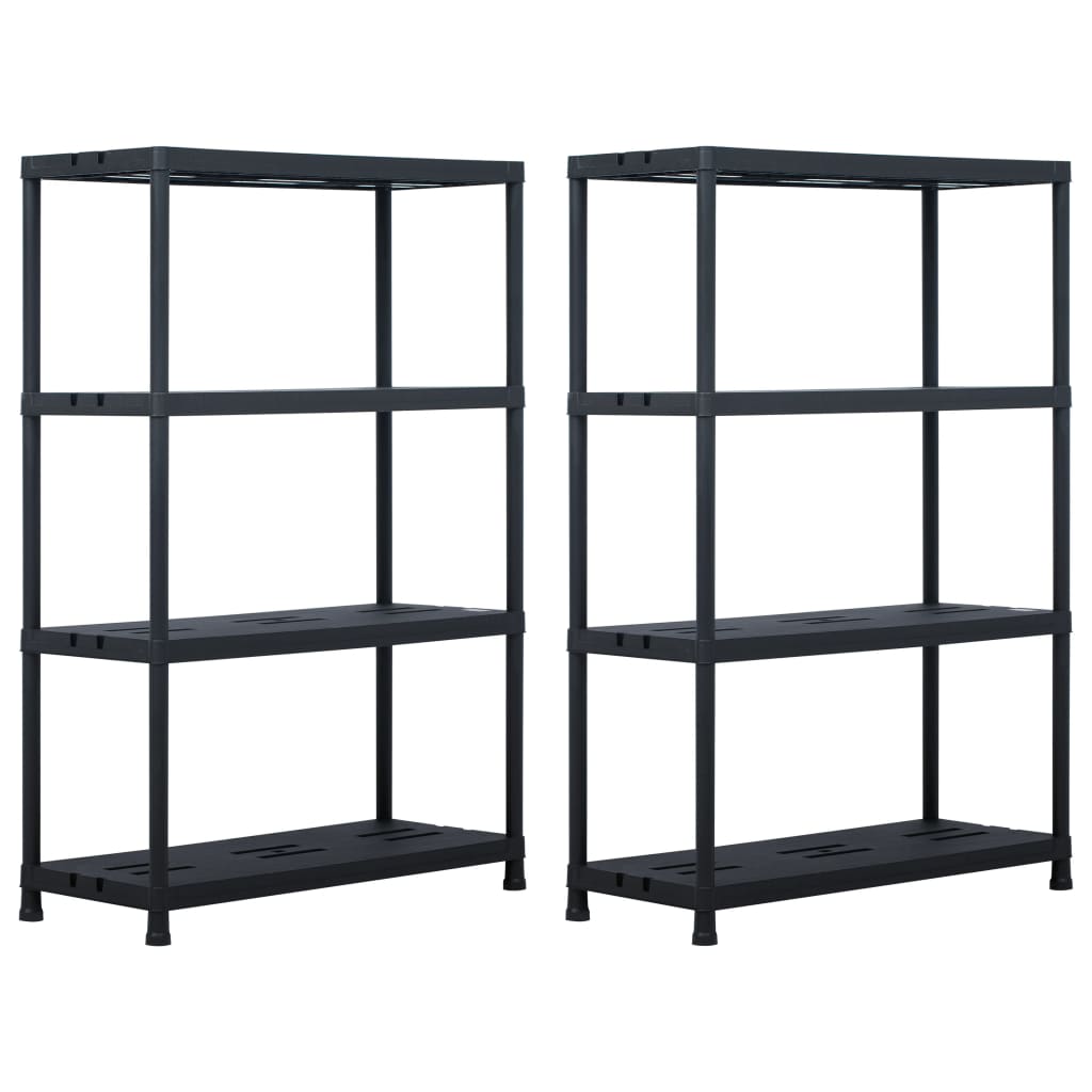 Racks de stockage Vidaxl 2 PCS 220 kg 90x40x138 cm Plastique noir