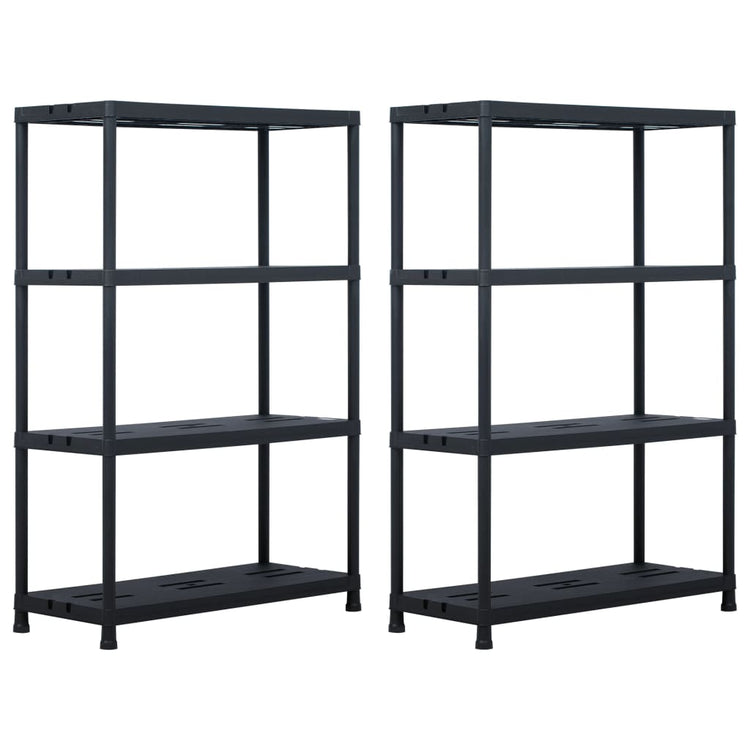 Racks de stockage Vidaxl 2 PCS 220 kg 90x40x138 cm Plastique noir