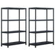 Racks de stockage Vidaxl 2 PCS 220 kg 90x40x138 cm Plastique noir