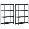 Racks de stockage Vidaxl 2 PCS 220 kg 90x40x138 cm Plastique noir