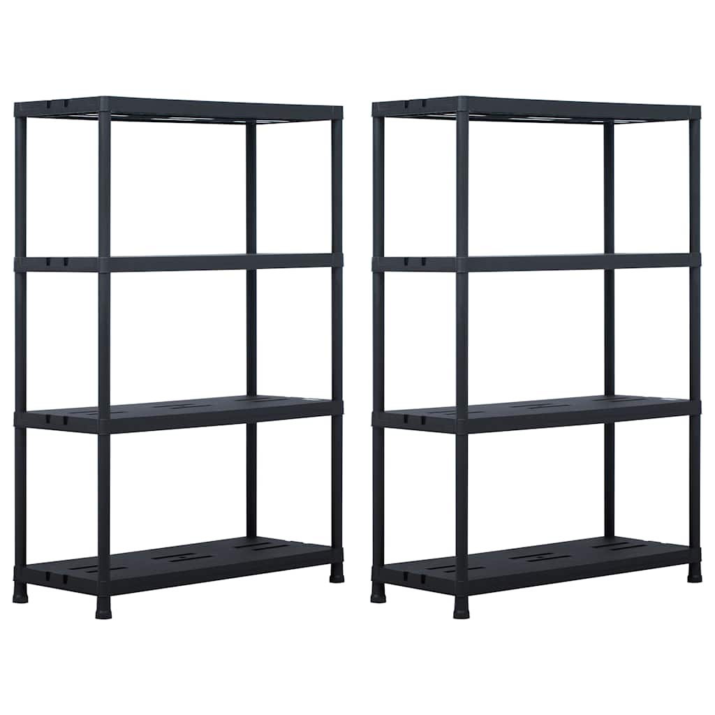 Racks de stockage Vidaxl 2 PCS 220 kg 90x40x138 cm Plastique noir