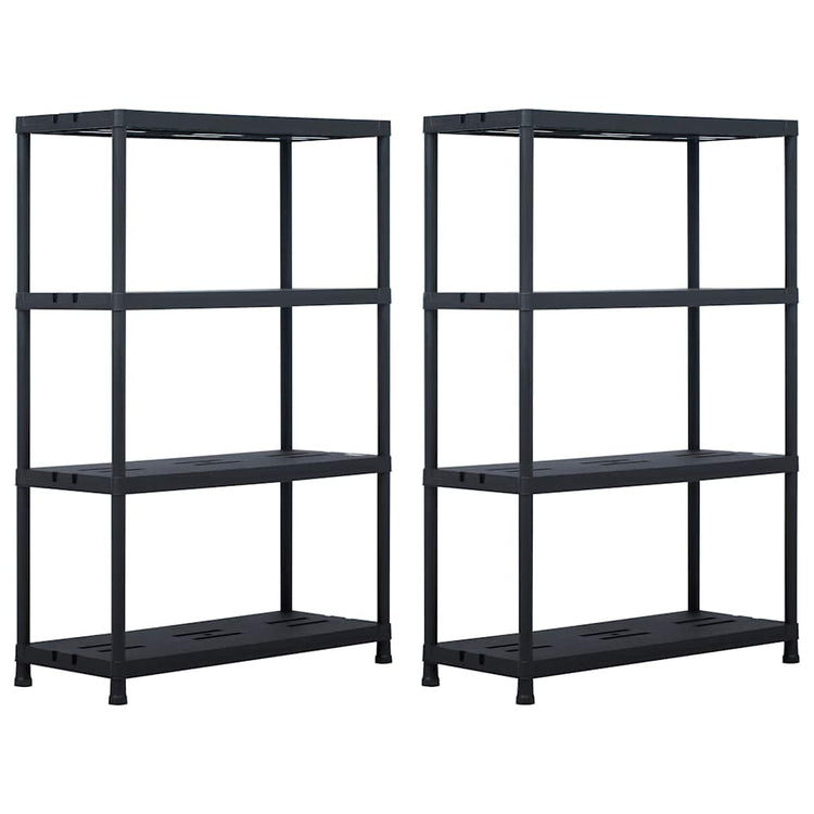Racks de stockage Vidaxl 2 PCS 220 kg 90x40x138 cm Plastique noir
