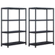 Racks de stockage Vidaxl 2 PCS 220 kg 90x40x138 cm Plastique noir