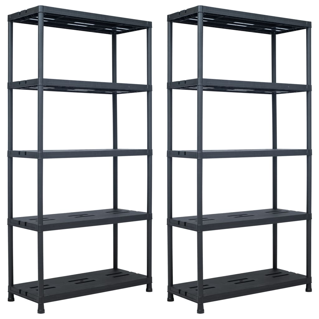 Racks de stockage Vidaxl 2 PCS 260 kg 90x40x180 cm Plastique noir