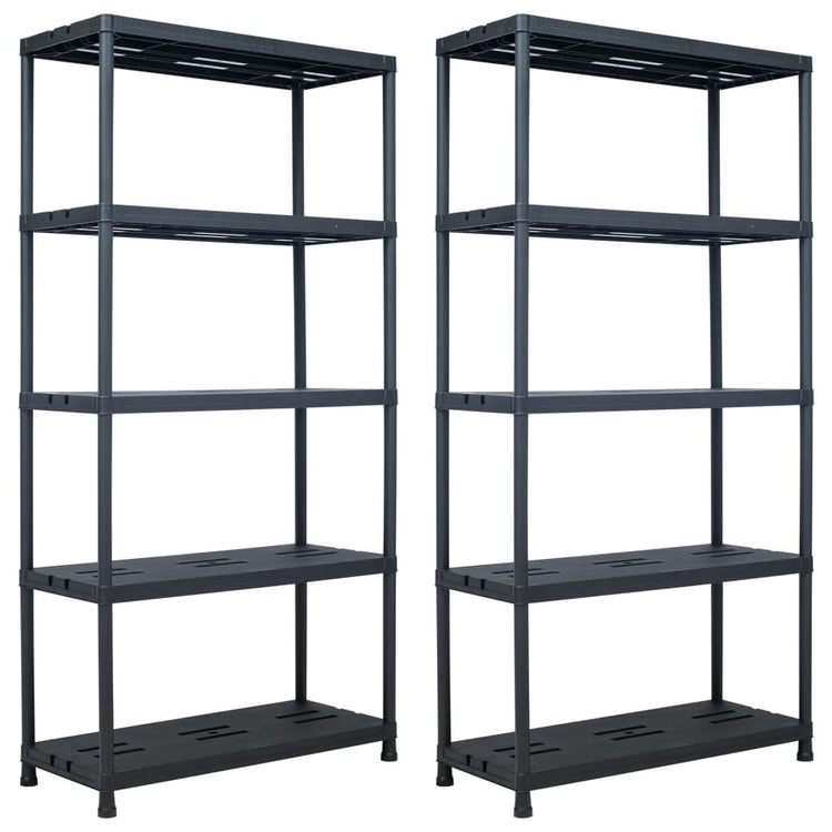 Racks de stockage Vidaxl 2 PCS 260 kg 90x40x180 cm Plastique noir