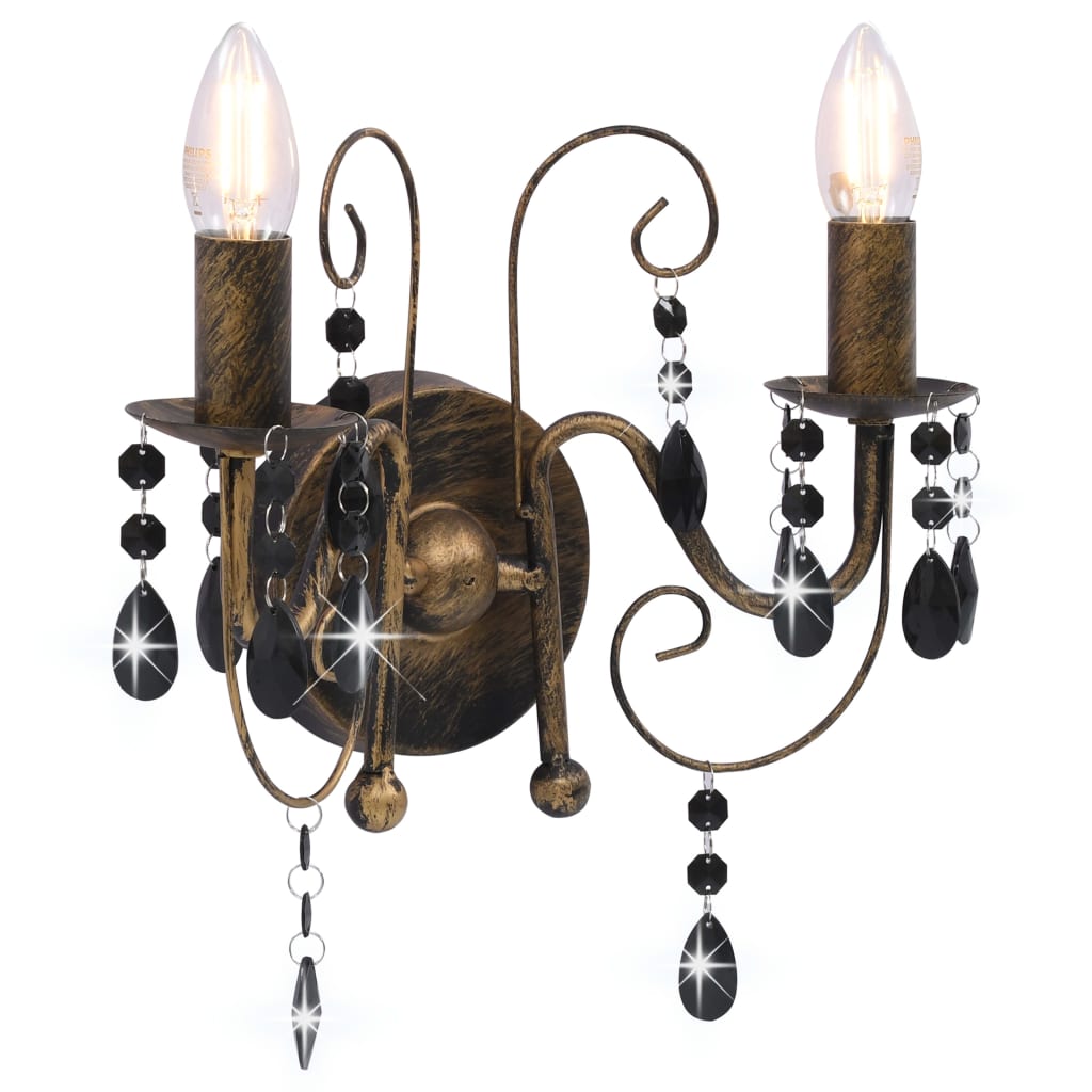 VidaXL applique avec perles 2xe14 noir antique