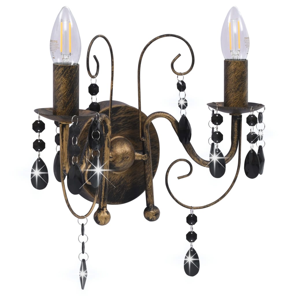 VidaXL applique avec perles 2xe14 noir antique