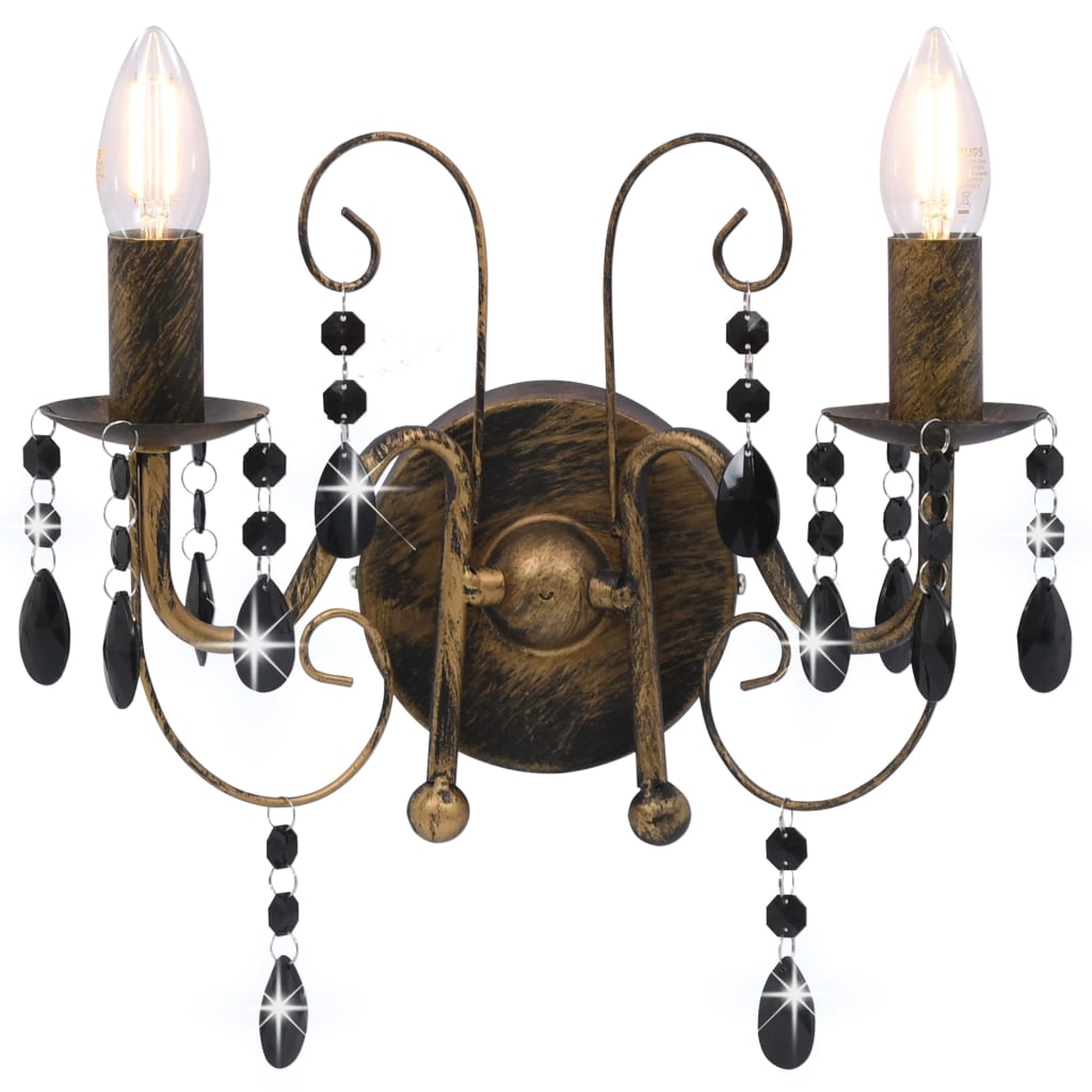 VidaXL applique avec perles 2xe14 noir antique