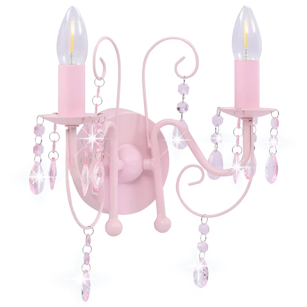 Vidaxl Lampe murale avec perles 2 x E14 rose
