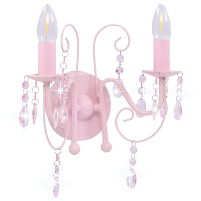 Vidaxl Lampe murale avec perles 2 x E14 rose