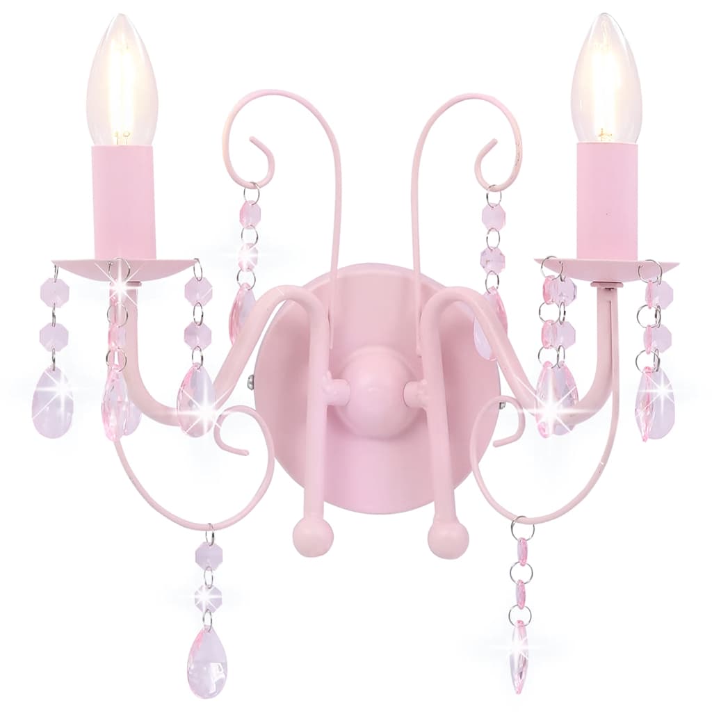 Vidaxl Lampe murale avec perles 2 x E14 rose