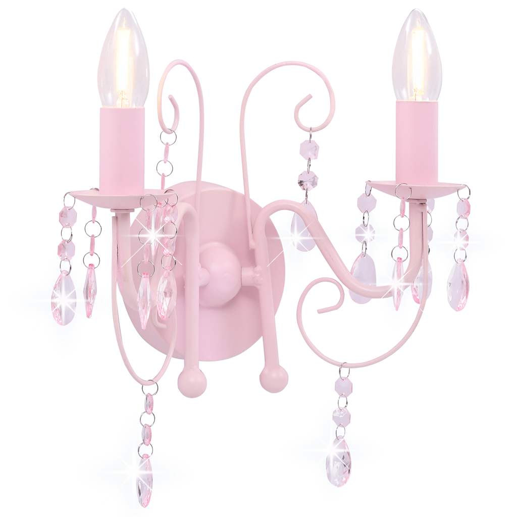 Vidaxl Lampe murale avec perles 2 x E14 rose