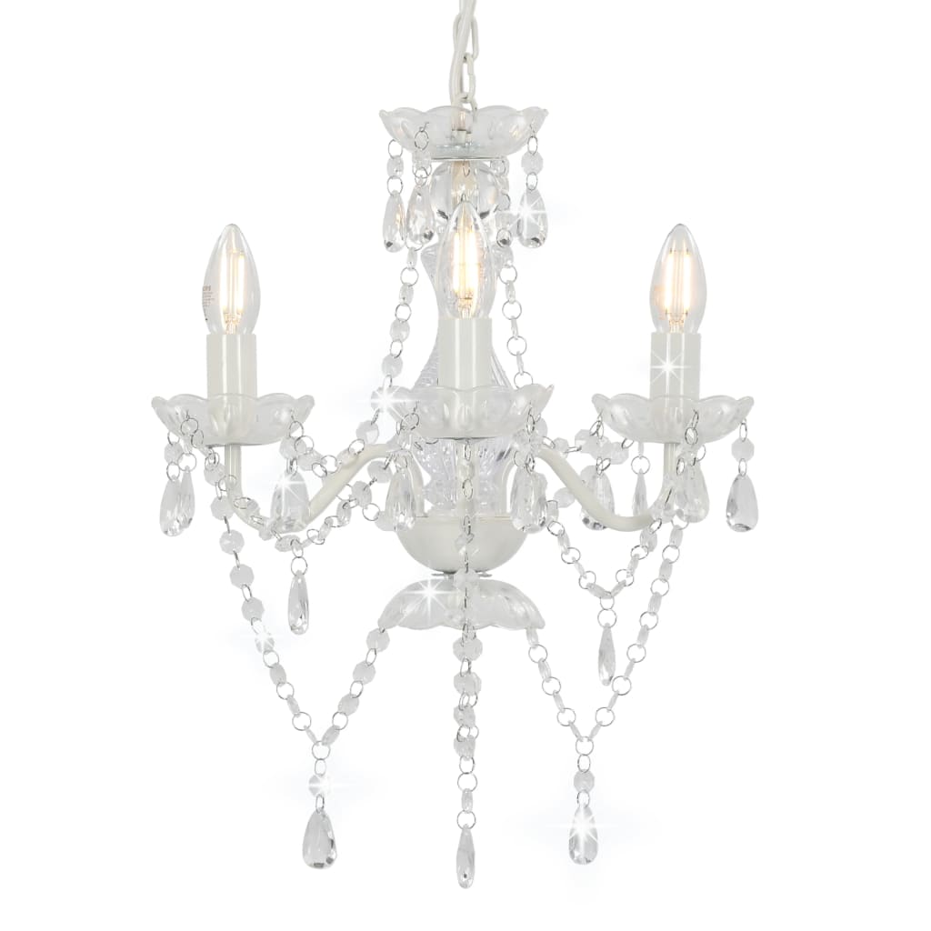 Chandelier Vidaxl avec des perles autour de 3xe14 blanc