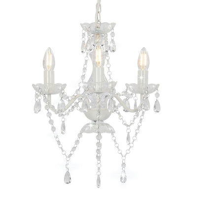 Chandelier Vidaxl avec des perles autour de 3xe14 blanc