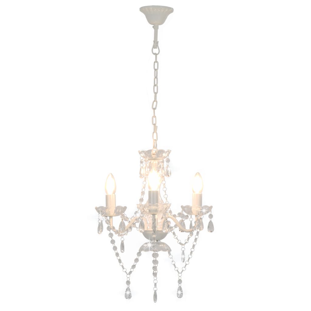 Chandelier Vidaxl avec des perles autour de 3xe14 blanc