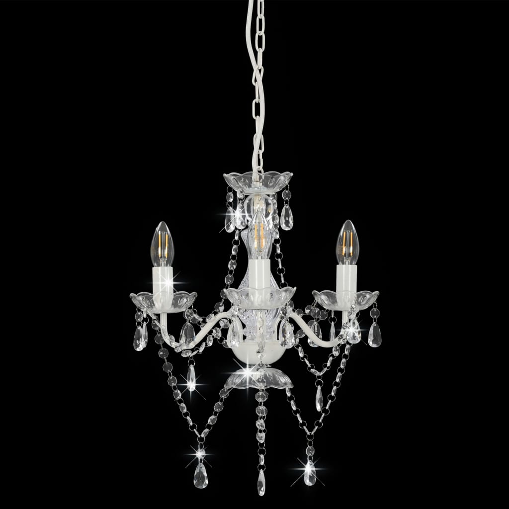 Chandelier Vidaxl avec des perles autour de 3xe14 blanc