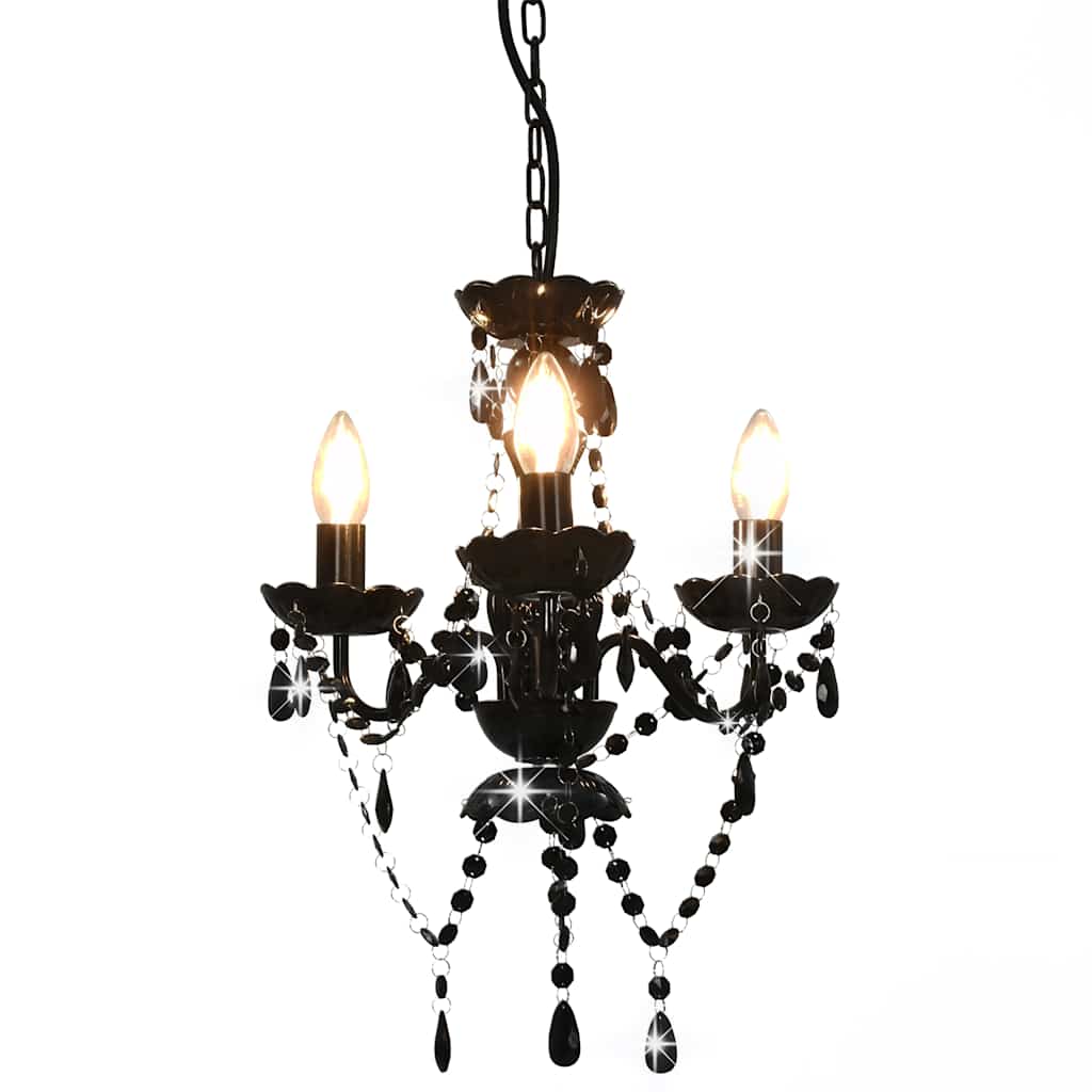 Chandelier Vidaxl avec des perles autour de 3xe14 noir