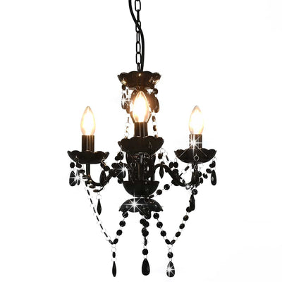Chandelier Vidaxl avec des perles autour de 3xe14 noir