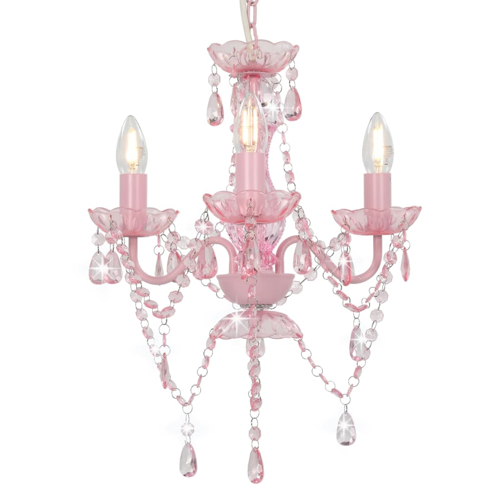 Chandelier Vidaxl avec des perles autour de 3xe14 rose