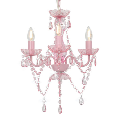 Chandelier Vidaxl avec des perles autour de 3xe14 rose