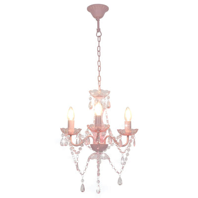 Chandelier Vidaxl avec des perles autour de 3xe14 rose