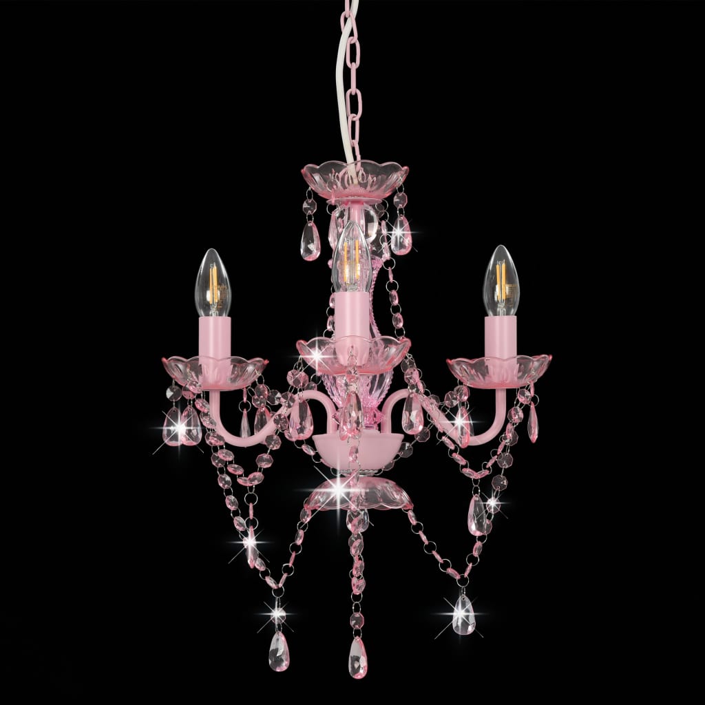 Chandelier Vidaxl avec des perles autour de 3xe14 rose