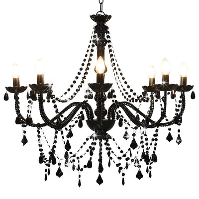 Chandelier Vidaxl avec des perles 8xe14 noir