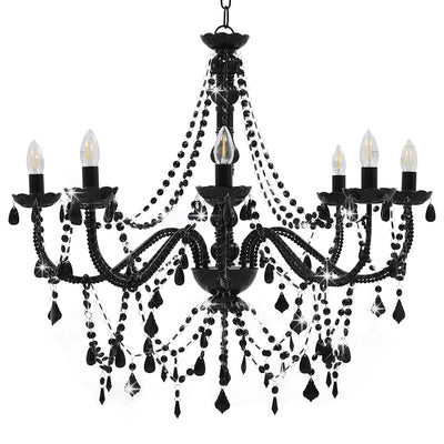 Chandelier Vidaxl avec des perles 8xe14 noir