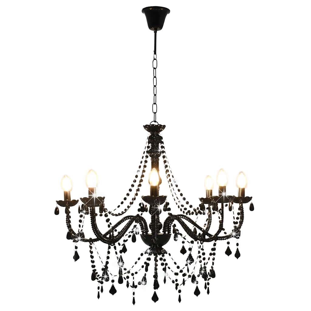 Chandelier Vidaxl avec des perles 8xe14 noir