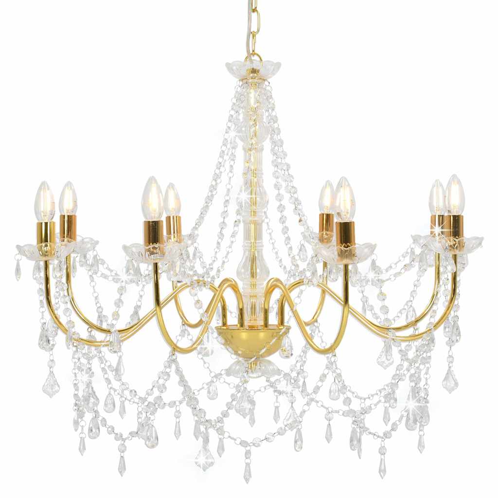 Chandelier Vidaxl avec perles 8Xe14 Gold colorés